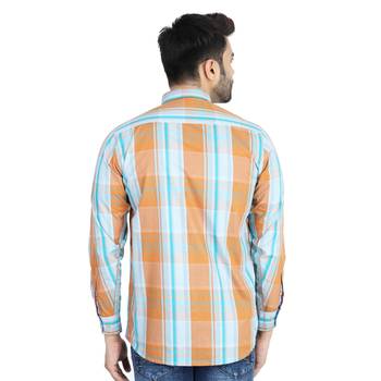 Orange checkered casual shirt 2