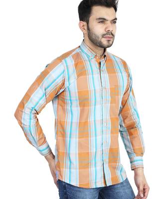 Orange checkered casual shirt 3
