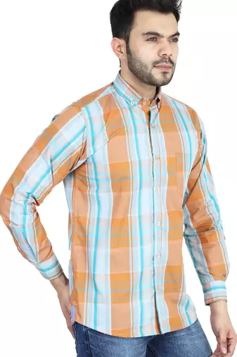 Orange checkered casual shirt