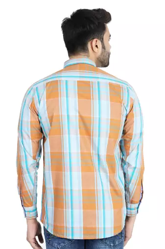 Orange checkered casual shirt