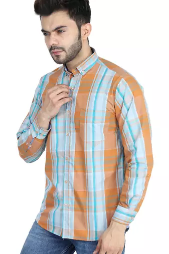 Orange checkered casual shirt