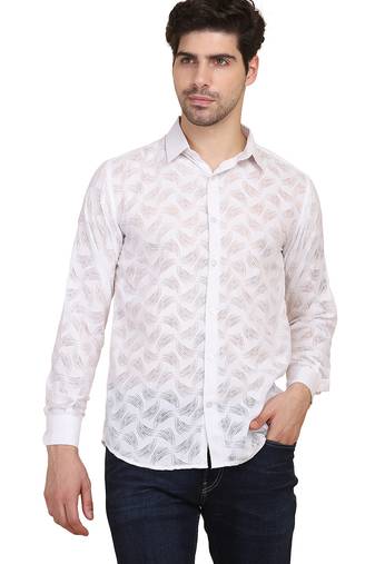 White self design casual shirt
