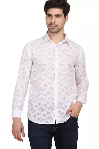 White self design casual shirt
