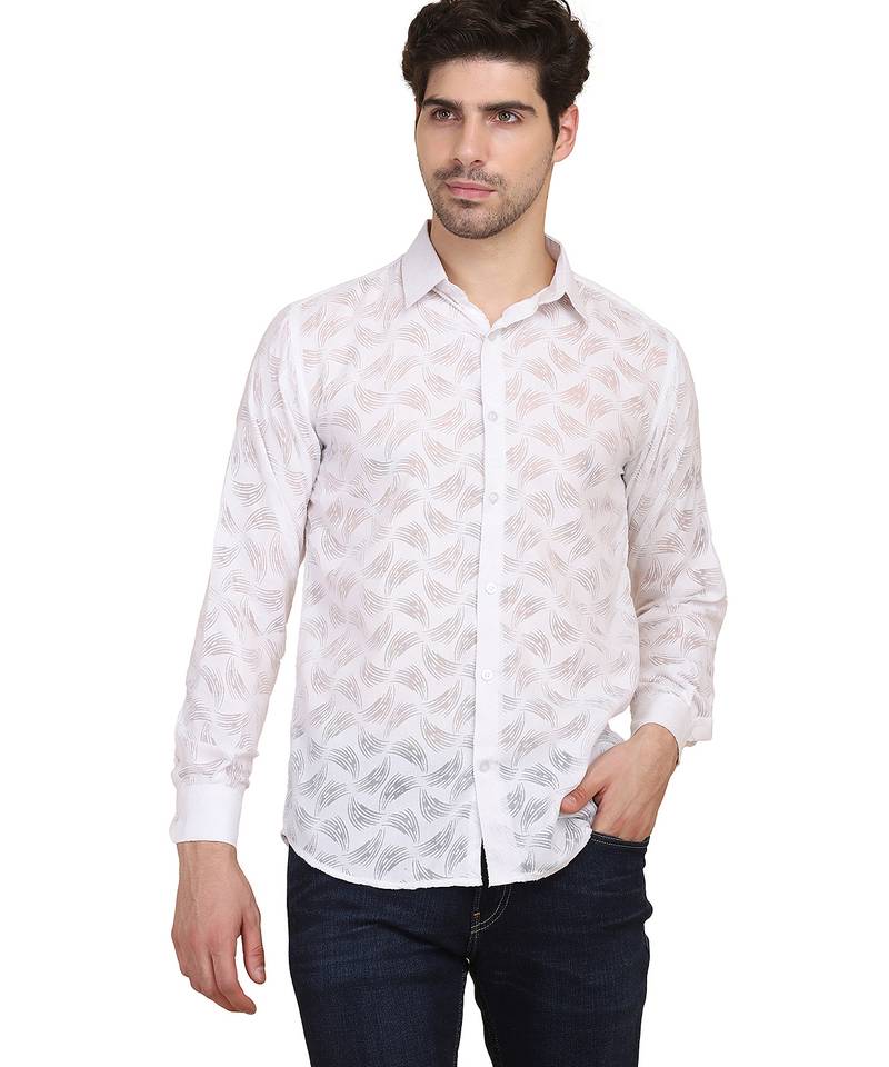 White self design casual shirt
