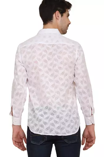 White self design casual shirt