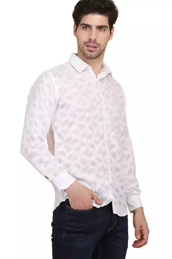 White self design casual shirt