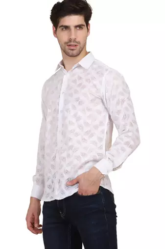 White self design casual shirt
