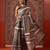Brown printed cotton blend ethnic saree with blouse piece