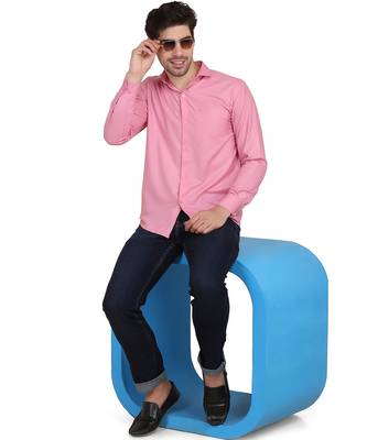 Pink solid casual shirt 5