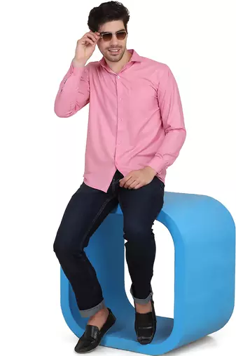 Pink solid casual shirt