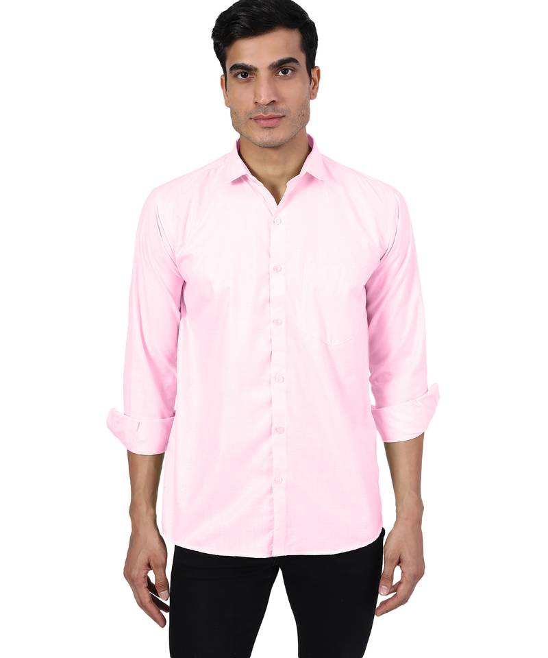 Pink solid casual shirt