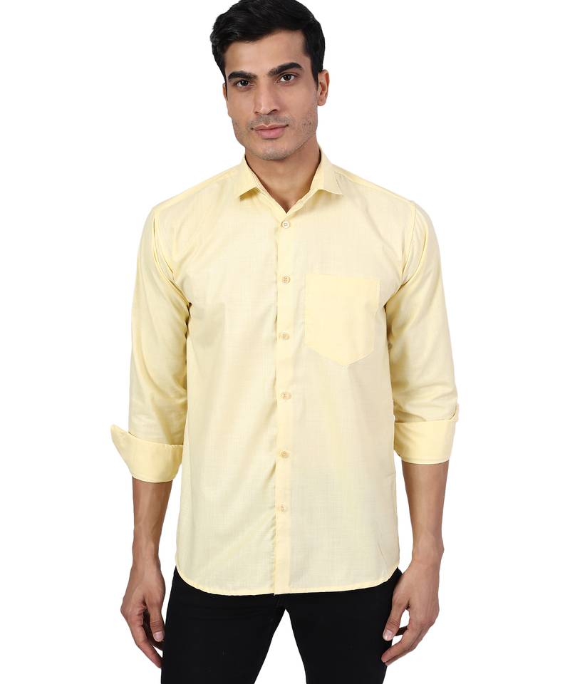 Yellow solid casual shirt