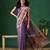 Purple printed cotton blend ethnic saree with blouse piece