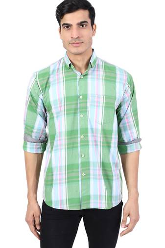 Green checkered casual shirt