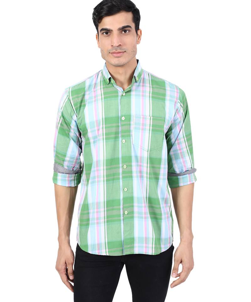 Green checkered casual shirt