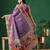 Purple printed cotton blend ethnic saree with blouse piece