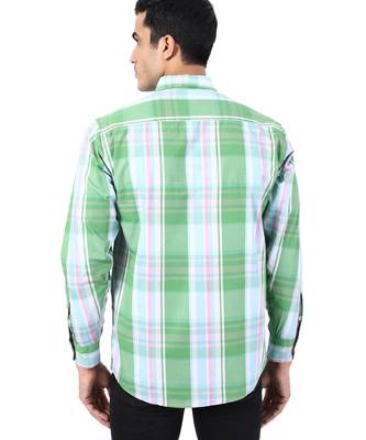 Green checkered casual shirt 2