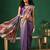 Purple printed cotton blend ethnic saree with blouse piece