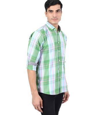 Green checkered casual shirt 3