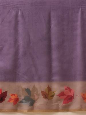 Purple printed cotton blend ethnic saree with blouse piece 5