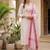 Off-white cotton straight kurta pant set with rani pink dupatta