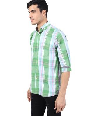 Green checkered casual shirt 5