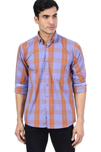 Purple checkered casual shirt