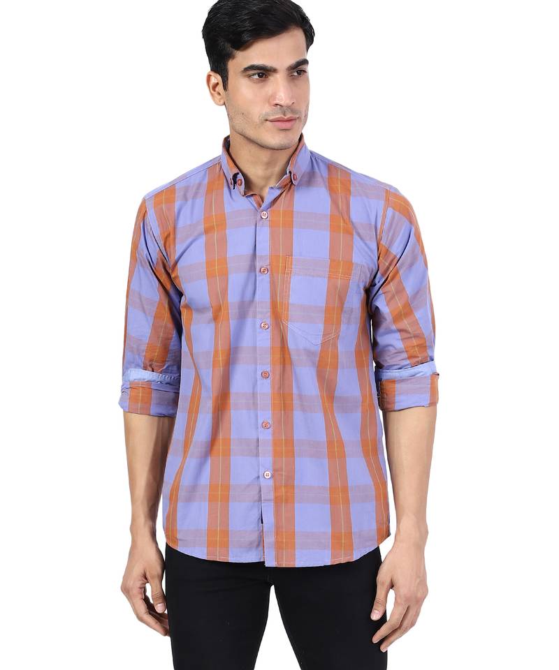 Purple checkered casual shirt