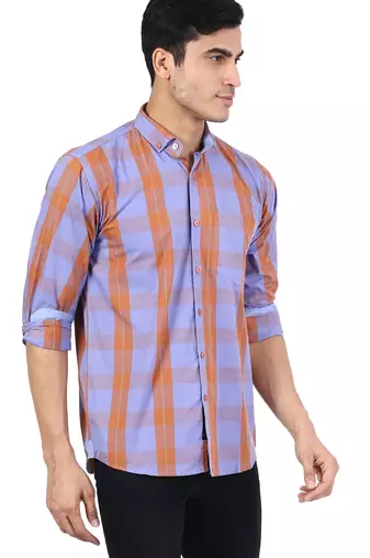Purple checkered casual shirt