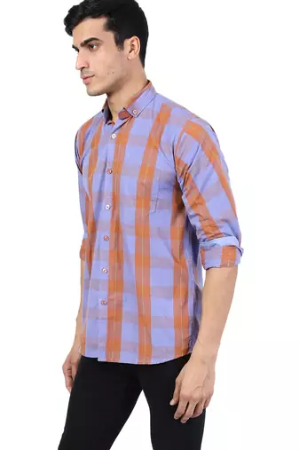 Purple checkered casual shirt