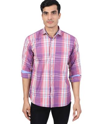 Purple checkered casual shirt 1