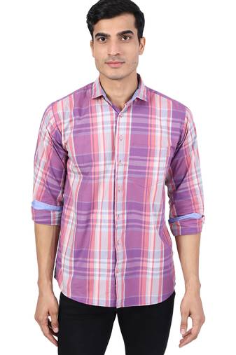 Purple checkered casual shirt