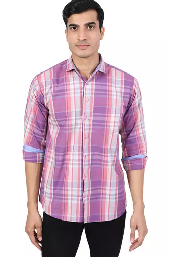 Purple checkered casual shirt