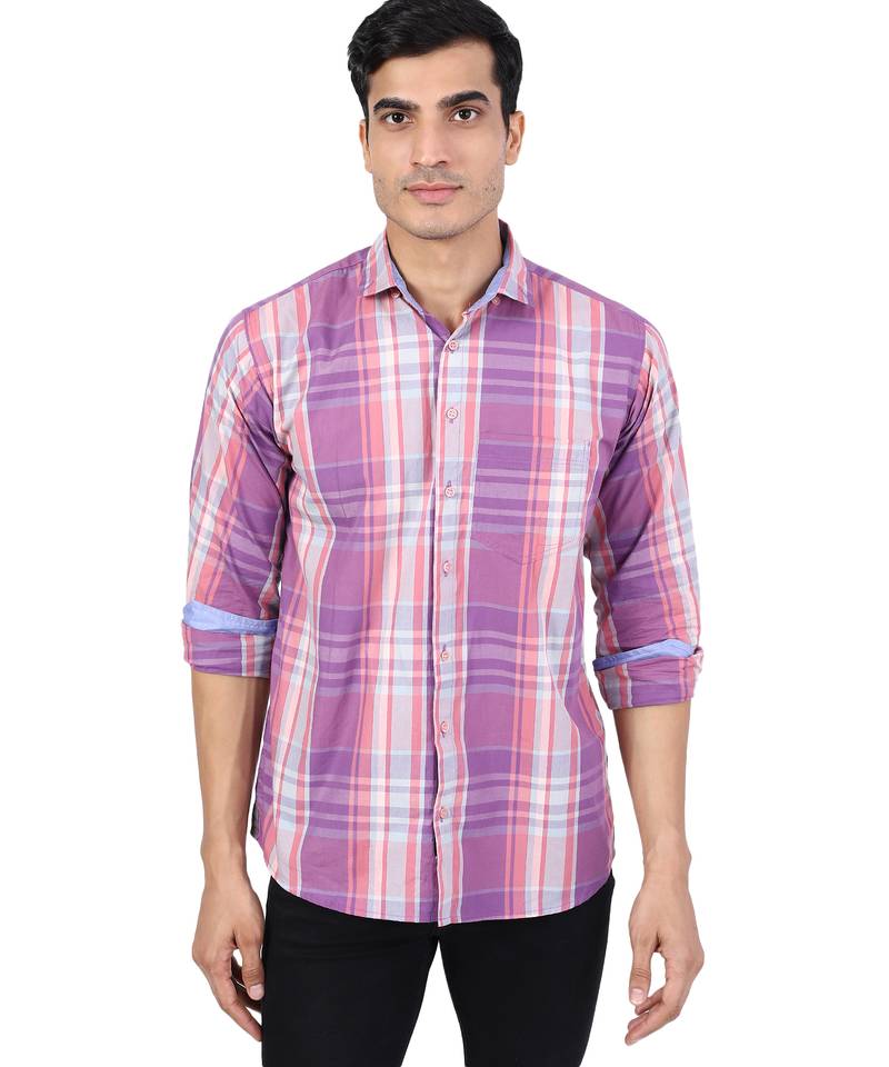 Purple checkered casual shirt