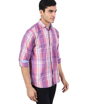 Purple checkered casual shirt 3