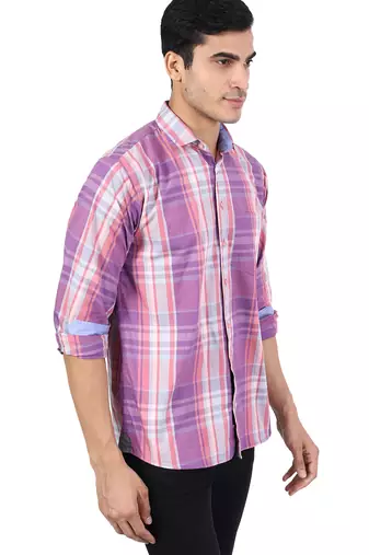 Purple checkered casual shirt