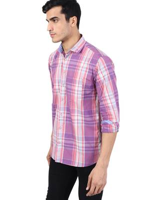 Purple checkered casual shirt 5