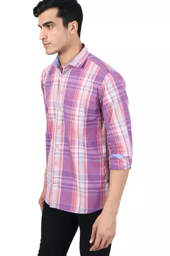 Purple checkered casual shirt