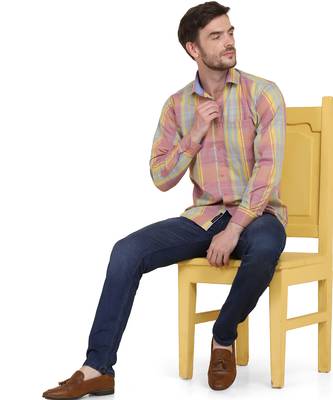 Pink checkered casual shirt 3