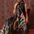 Black printed cotton blend ethnic saree with blouse piece