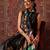 Black printed cotton blend ethnic saree with blouse piece