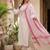 Off-white cotton straight kurta pant set with rani pink dupatta