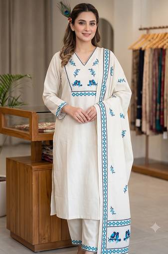 Neelambari embroidered cotton kurta set