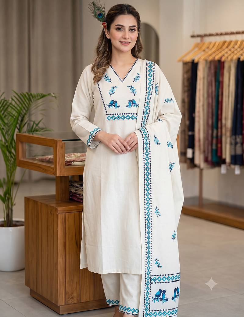 Neelambari embroidered cotton kurta set