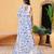 White printed cotton blend ethnic saree with blouse piece