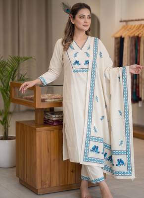 Neelambari embroidered cotton kurta set 2