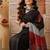 Black printed cotton blend ethnic saree with blouse piece