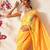 Mustard printed polycotton casual wear saree with blouse piece