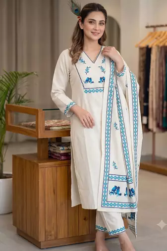 Neelambari embroidered cotton kurta set