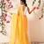 Mustard printed polycotton casual wear saree with blouse piece